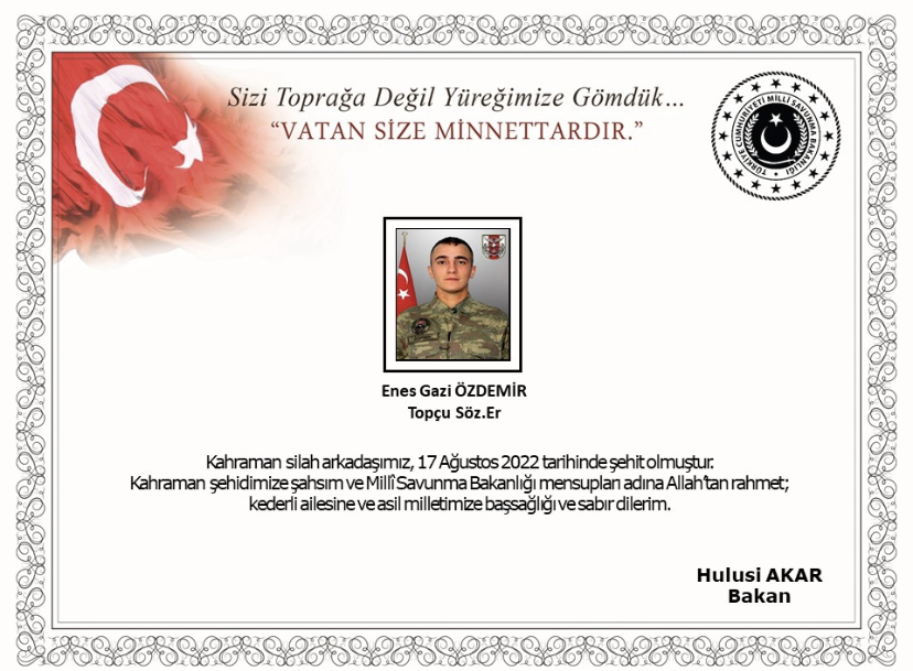 Hain saldırıdan bir acı haber daha! Enes Gazi Özdemir şehit oldu