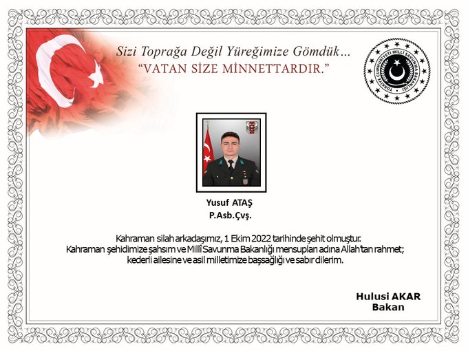 Pençe-Kilit'ten acı haber! 1 asker şehit oldu 